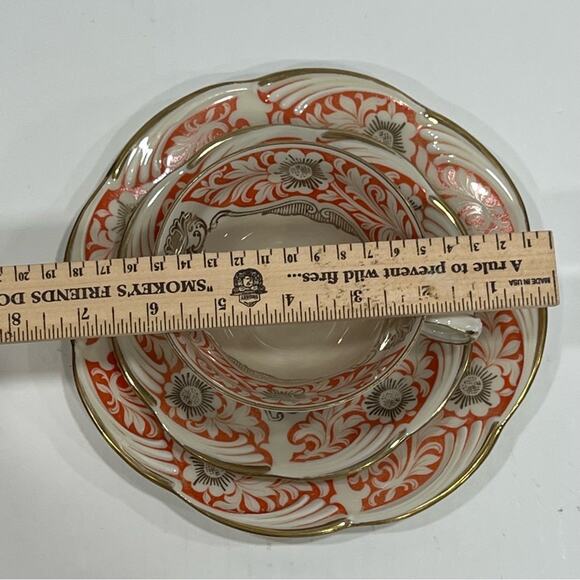 Schwarzenhammer bavaria 3 pc german trio teacup saucer dessert plate orange mcm - Picture 11 of 12